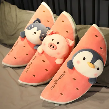 Naujas Atvykimo Mielas Vaisių Gyvūnų Pliušas Pagalvės Įdaryti Žaislas Arbūzas Triušis Pingvinas Kiaulių Shiba Inu Maisto Pagalvėlės, Lėlės Plushie Žaislai