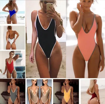 NAUJAS Bikini Thong maudymosi kostiumėlį vientisi maudymosi Kostiumėliai Moterims, Maudymosi Kostiumą, Moterų Maudymosi Kostiumą, Aukštos Sumažinti Monokini Sexy Beach Gali Plaukti Kostiumai