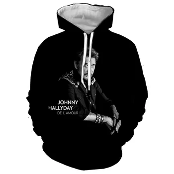 Naujas Johnny Hallyday Hoodies Prancūzija Roko Dainininkė, modelis, mados atsitiktinis punk stiliaus hoodie 3D spausdinimo vyrų, moterų, vaikų swe