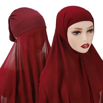 Naujas Musulmonų Moterys Variklio Dangčio Šifono Skara Galvą Skara Underscarf Dangtelis Vidinis Šalikas Lankelis Ruožas Hijab Padengti Headwrap Turbante
