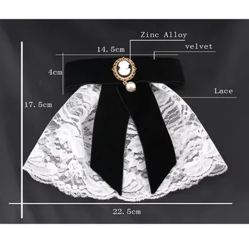 Naujas Retro Velvet Black Beauty Galvos Nėrinių peteliškę Sagės Pearl Bowtie Corsage Suknelės, Marškinių Apykaklės Pin Moterims Priedai