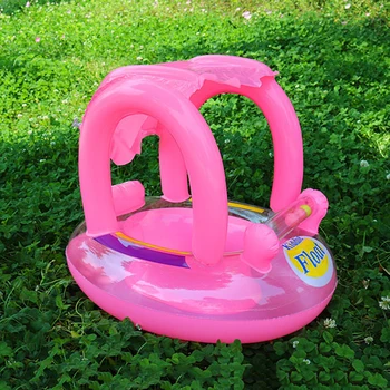 Naujų Atnaujinimų Kūdikių Maudynių Žiedas Pripučiami Plūduriuojantis Vaikus Plaukti Baseine Sėdynė Su Skėtį Nuo Saulės Vainiko Saugos Vasaros Baseinas Žaislai