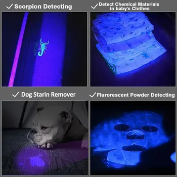 Nešiojamų UV LED Žibintuvėlis UV Žibintuvėlis 395nm ultravioletinės Šviesos Lempos UV Žibintuvėlis Už Žymeklio Tikrintuvas Augintinio Šlapimo Nustatymo