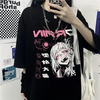 NiceMix derliaus anime ir animacinių filmų marškinėliai moterims drabužių gotikos marškinėlius streetwear spausdinti prarasti viršūnes korėjos vasaros black t-shirt