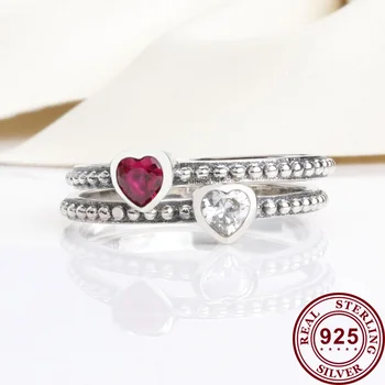 Originalus 925 кольцо Sidabro Visos Žiedas Silver Sparkle Su Crystal Širdies Visos Žiedas Moterims Vestuves Dovanų bižuterijos