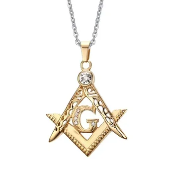 Pankų Mados Tuščiaviduriai Cirkonis Masonų Simbolis Freemason Amuletas Karoliai Vyrams