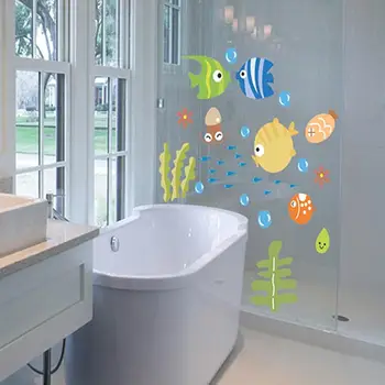 Praktiškas Vonios Kambarys Animacinių Filmų Žuvų Tapetai Kūdikių, Vaikų Kambarys Decal Meno Siena Lipdukas Fone Namo Kambaryje Apdailos Reikmenys