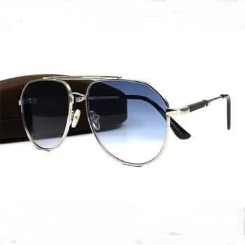 Prekės prabangūs vyriški akiniai nuo saulės metalo akiniai Klasikiniai rudos odinės dėžutės Moteris mados akiniai nuo saulės
