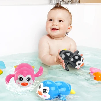 Prisukamas Žaisti Vandens Žaislas Pingvinas Kūdikių Vonios Žaislas Mielas Animacinių Filmų Plaukimo Penguin Play Vandens Žaislas Berniukas Mergaitė