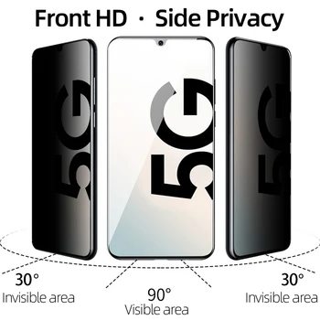 Privacy Screen Protector Grūdintas Stiklas Samsung S21 Plius A72 A52 A32 A70 A30 M31S S20 FE S10e A12 A22 M62 F62 Anti Spy Stiklo