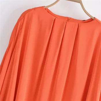 PSEEWE Za 2021 Oranžinė Suknelė Moterims Klostuotas Mini Satino Suknelė Moteris Mados Ruched Trumpas Vasaros Dresse Asimetrinė Paplūdimio Sundress