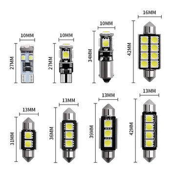 Rinkinys 23pcs automobilių LED vidinis lemputė T10 komplektas dekodavimo CANbus dvigubo taško 5050 galinio vaizdo lemputė