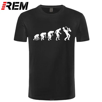 Saksofonas Marškinėliai Saksofonas Evoliucijos Žmogaus T-Shirt Grafikos Atsitiktinis Marškinėliai Medvilnės Įdomus Vyras Trumpas Rankovėmis Marškinėlius