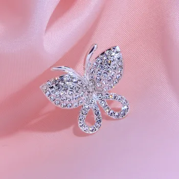 Saldus Crystal Butterfly Žiedai Moterų Mados Reguliuojamas Mielas Atidaryti Žiedai, Vestuvių juvelyriniai dirbiniai Dovanos