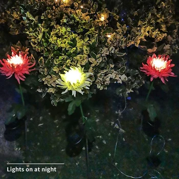 Saulės Energijos Chrizantemų Vejos Žemės Šviesos diodų (LED) Gėlių Lempos Tvora Šviesos Kraštovaizdžio Kiemo, Sodo Dekoravimui, Saulės Šviesos