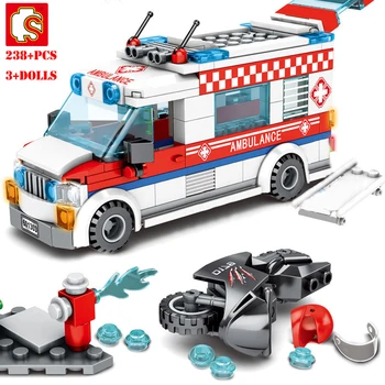 SEMBO Medicinos Greitosios pagalbos Automobilio Kūrimo Bloką, Draugų, Miesto Priešgaisrinės saugos Serijos Švietimo Žaislai, Plytos Automobilių Modeliu Vaikų Berniukų