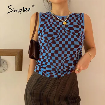 Simplee Pledas Y2K megzti lieknas moteris, t-shirt 2021 Mados atsitiktinis derliaus bako viršuje Streetwear rankovių mėlyna šalis trumpas viršūnės