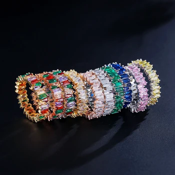 Spalvotų Kubinių zirconite amžinybės žiedas moterų, mergaičių, spalvinga kristalų didina shinne prabangių mados žiedas