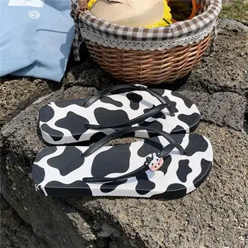 SP&MIESTAS 2021 m. Vasaros Bateliai Moterims Kawaii Karvė Modelis Moterų Fifo Žiupsnelis Paplūdimio Bateliai Masažo Šlepetės Butas Bateliai Mergaitei
