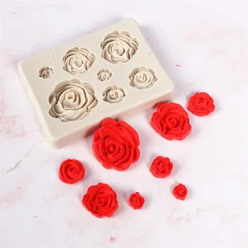Sugarcraft Rožių Gėlių Lapai Silikono Formos Minkštas Pyragas Forma Šokolado Pelėsių Muilo Formų Vestuvių Tortas Dekoravimo Įrankiai