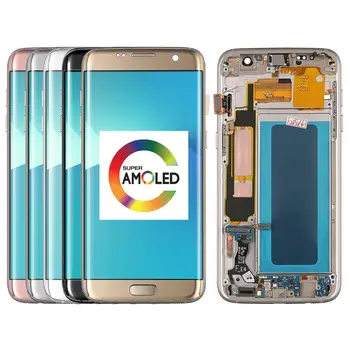 SUPER AMOLED Darbo Lcd Samsung Galaxy S7 krašto SM-G935 G935F LCD Ekranas ir Touch Ekranas skaitmeninis keitiklis Asamblėja