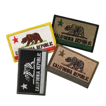 T-N Valstybės Vėliavos Kalifornijos Respublikos Siuvinėjimo Velcro Raištį Medžiaga Lipdukus Bear Kariuomenės Taktinių Karinių Hook&Loop Pleistrai Ženkliukai