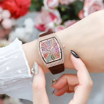 Top Brand Prabangos Visiškai Diamond Moterų Laikrodžiai Aukštos Kokybės Rose Gold Žiūrėti Moterims Su Kalnų Krištolas Bagažinės Naujas Mados Laikrodis