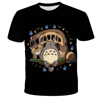Totoro T Shirts Juokingas Mielas Anime 3D Hayao Miyazaki Totoro T-shirt Mados Atsitiktinis Vasaros Viršūnes Trumpas Rankovės Marškinėliai