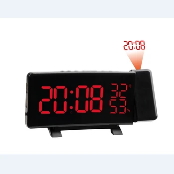 TS5210 Spalvos Laiko Projekcija FM Radijo Laikrodis Sukasi 180 Skaitmeninis LED, Lenktas Ekranas Temperatūros Drėgmės Matuoklis Skambėti Žadintuvas