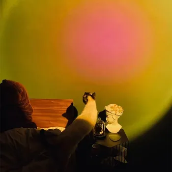 Vaivorykštė Saulėlydžio Projektorius Atmosferą Naktį Šviesos Kavos Parduotuvė Projekciniai Žibintai Vaikų Miegamasis Mielas Naktį Saulėlydžio Projekcija Lempos