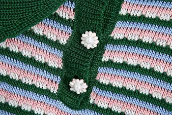 Vasaros Papuošalai Mygtuką Megzti POLO Marškinėliai Dryžuotas Moterų Liemenė 2021 Naujas Harajuku Stiliumi Moterų Topai