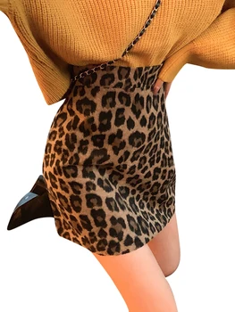 Vasarą naujos lauko moterų leopard aukšto juosmens krepšys klubo sijonas gyvatė skirtleather sijonas sijonas šokių sijonas mados moteriški triko