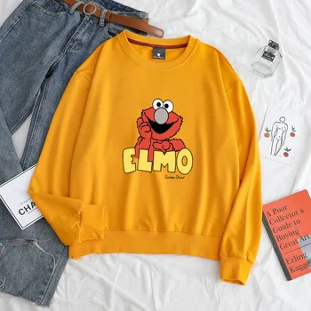 Viršūnės Homme Sesame Street Elmo Kawaii Gražių Animacinių Filmų Mados Spausdinti Kietas Streetwear Atsitiktinis Medvilnės Unisex Naujas Vyrų Palaidinukė