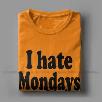 Vyrai, aš Nekenčiu pirmadieniais Garfildas Marškinėliai Animaciją Kačių Grynos Medvilnės Drabužių Mados Trumpas Rankovės Crewneck Tees 4XL 5XL T-Shirts