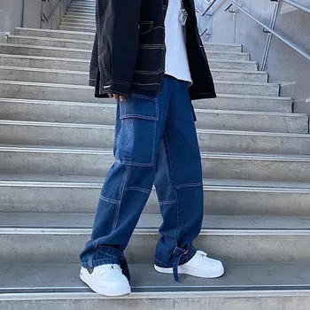 Vyrai džinsai Pločio Kojų džinsai ziajać Prarasti Tiesiai Baggy vyriški džinsai Streetwear Hip-Hop atsitiktinis Riedlentė kelnes S-5XL Neutralus kelnės