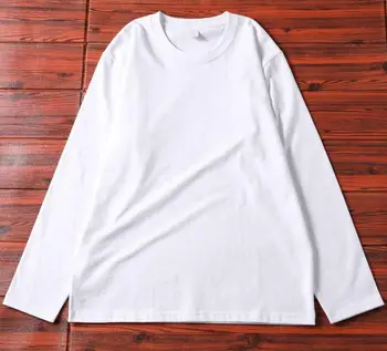 Vyriški Apvalios Kaklo Marškinėliai Kieto Spalvų Prarasti Medvilnės ilgomis Rankovėmis T-Shirt