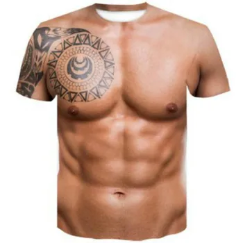 Vyrų raumenys O-kaklo trumparankoviai mados T-shirt spausdinimas 3D atsitiktinis marškinėliai atsitiktinis vyrų tendencija 2021 naujas vasaros