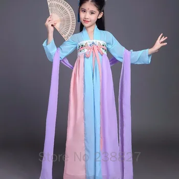 XinHuaEase Vaikų Senovės Kinų Stiliaus Apranga Tradicinė Suknelė Vaikams Pasakų Mergaitės Pagerėjo Ru Sijonas Šokio Spektaklis