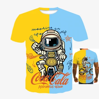 Įdomu Vyrai 3d Astronautas Spausdinti marškinėliai Topai Trumpas Rankovės Atsitiktinis T Marškinėliai Mados Harajuku Negabaritinių marškinėliai
