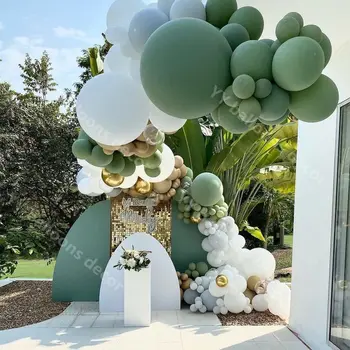 Šalavijų Žalia Balta Baby Shower Balionas Arch Girliandą Komplektas Vestuvių Dekoravimas Dalyvavimas Jubiliejų Šalis Motinos Diena Dekoras