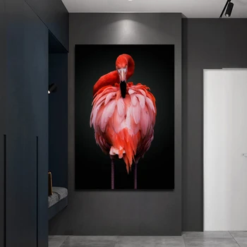 Šiaurės Gyvūnų Pink Flamingo Drobės Tapybos Šiuolaikinės Plakatai Ir Spausdina Sienos Menas Nuotraukas Kambarį Vidaus Namo Apdaila