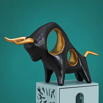 Šiaurės Ins Dervos Bull Formos Ornamentais Tablet Didžiuotis Bull Papuošalai Puola Bull Gyvūnų Galvijų Statulėlės 3 Spalvos Pasirinktinai
