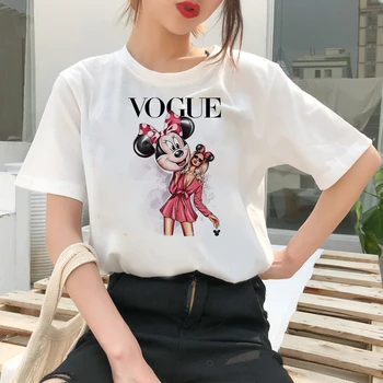 Šiek tiek Velnias Minnie Mouse moteriški marškinėliai Vasaros 2021 Naujas Mados Disney Drabužių Edgy Dizaino Marškinėliai Moteriška Kawaii Grafinis