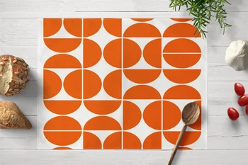 Šiuolaikinės Geometrijos Placemat Oranžinis Apskritimas, Trikampis Valgomojo Stalo Užtiesalai Gėrimų Padėkliukai Medvilnės Skalbiniai Pagalvėlės 42*32cm Virtuvės Reikmenys