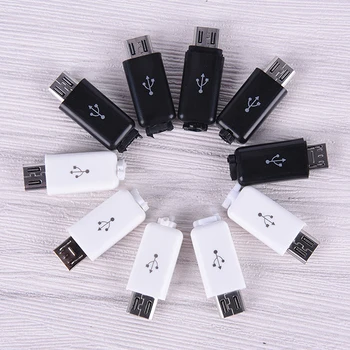 10VNT balta/juoda Micro USB Male Plug Jungčių Rinkinys Apima