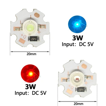 10VNT DC5V LED PCB Įdiegta 3W Chip SMD COB Doide Karoliukai Visą Spektrą Šalta Šilta Balta Žalia Deep Red 660nm Royal Blue UV SPINDULIŲ