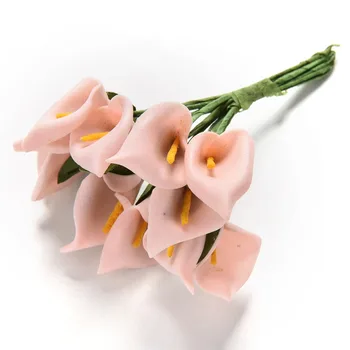 12pcs galvos/set Dirbtinės Gėlės 7Colors Calla Lily Nuotakos Vestuvių Dekoravimas Puokštė Galvos PE Nekilnojamojo Touch Dirbtinių Gėlių