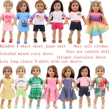 15 Stilius, Spausdinta Suknelė, T-Marškinėliai, Džinsai, Šortai, Tinka 18 Colių Mergina Ir 43 Cm Reborn Baby Doll, Drabužiai, Aksesuarai , Mūsų Kartos
