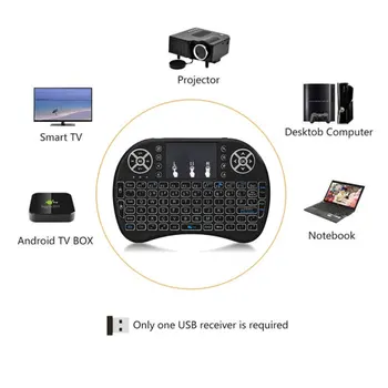 2021NEW 3 Spalvų Apšvietimu i8 Mini Wireless Keyboard 2,4 ghz anglų kalba 3 Spalva Oro Pelė su Touchpad Nuotolinio Valdymo Android TV Box