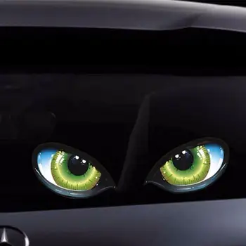 2vnt 3D Stereo Atspindintis Katės Akis, Automobilių Lipdukas Automobilio Auto Pusės Sparnas Akių Lipdukai, Lipnios Kūrybos galinio vaizdo Veidrodis Decal 12*7CM